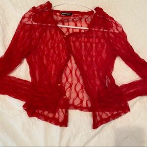SHEIN Red Lace Cardigan